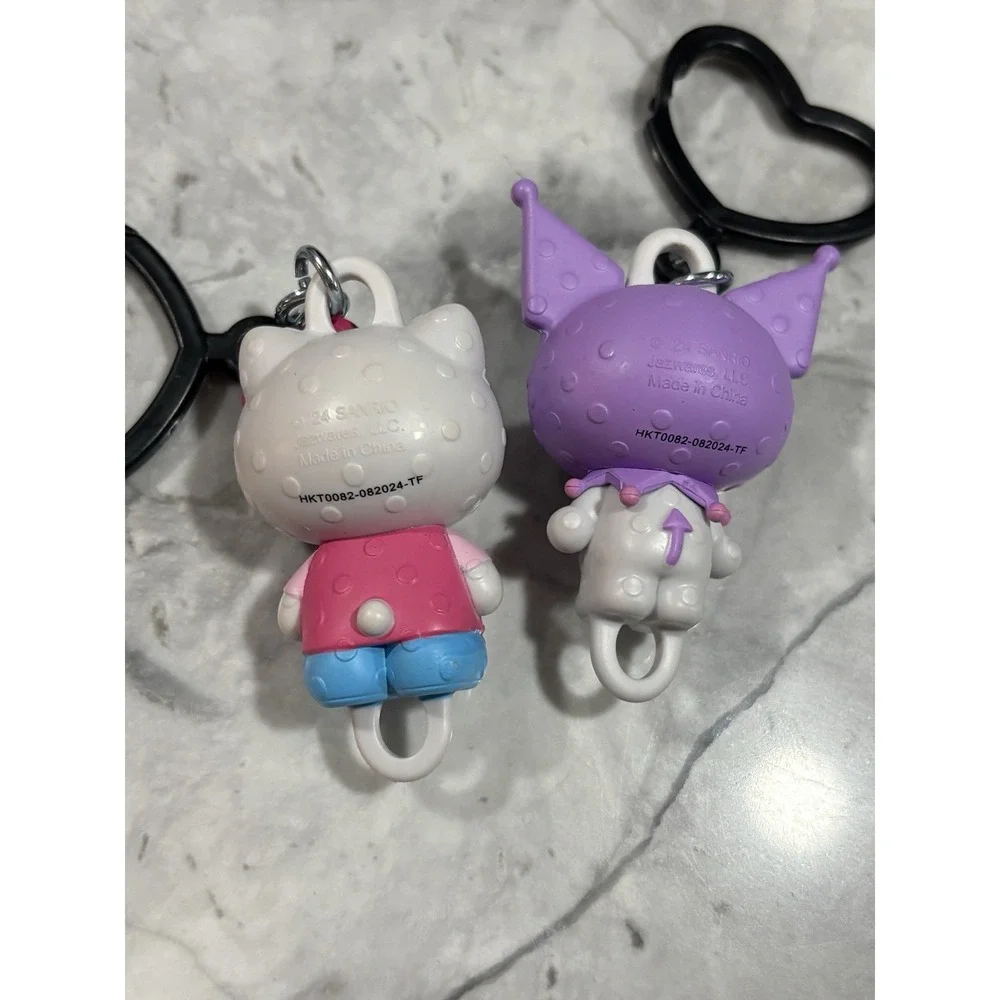 Kuromi‎ & Hello Kitty Heart Keychain Back Pack Purse X 2